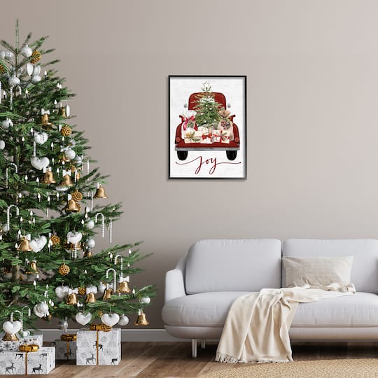 Stupell Industries Joy Holiday Red Gift Truck Framed Giclee Art